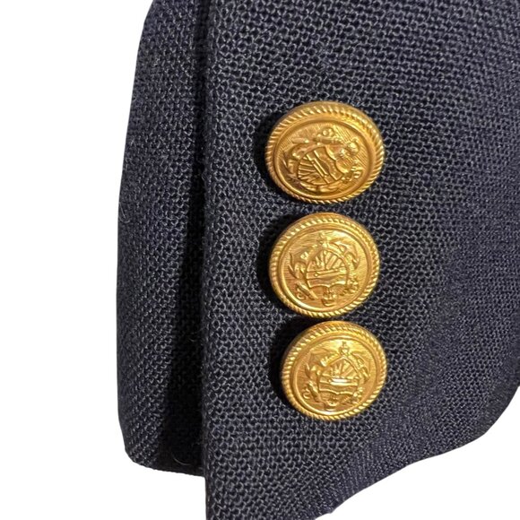 Lands' End Boys Classic Wool Blend Navy Formal Blazer Gold Buttons Lined Size 8 - Picture 9 of 12